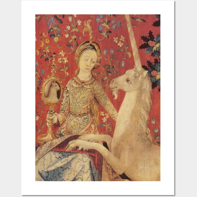 Lady and Unicorn Medieval Tapestry Wall Art by Antiquated Art